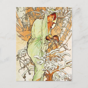 Alpohnse Mucha Winterpostkarte Postkarte