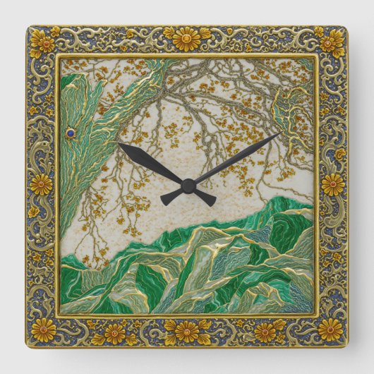 Alps Gold Silber Lapis Bernstein Malachit Wanduhr (Vorderseite)