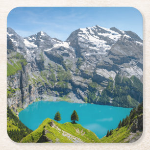 Alpsee Oeschinensee in der Schweiz Rechteckiger Pappuntersetzer