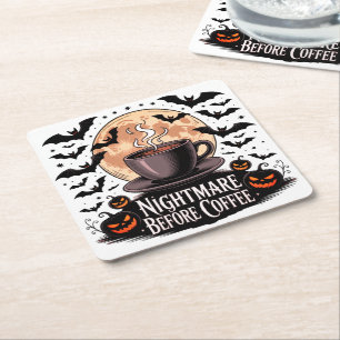 Alptraum vor Kaffee Halloween Rechteckiger Pappuntersetzer