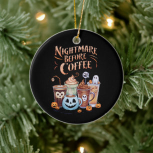 Alptraum vor Kaffee-Kürbis-Gewürz-Halloween Keramik Ornament