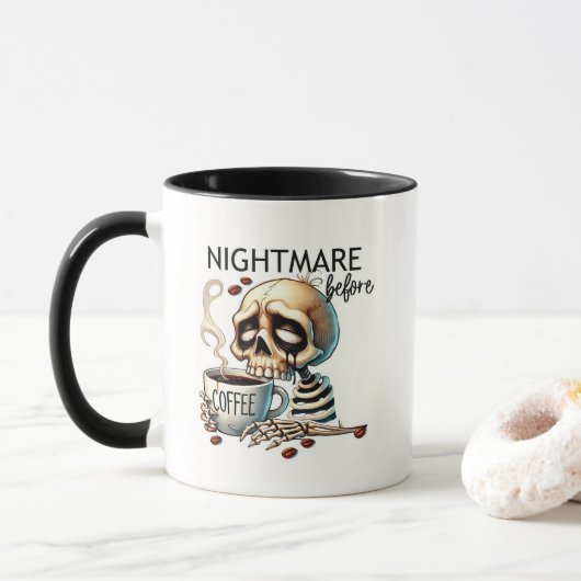 Alptraum vor Kaffee Tasse (Mit Donut)