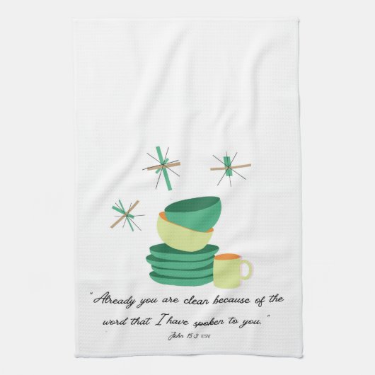 Already You Are Clean” John 15:3  Tea Towel Geschirrtuch (Vertikal)