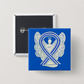 ALS Angel Awareness Ribbon Custom Art Button (Vorne & Hinten)