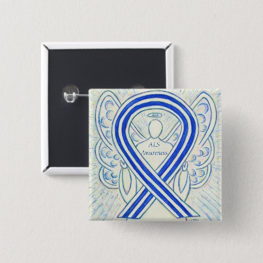 ALS Angel Awareness Ribbon Custom Art Button (Vorne & Hinten)