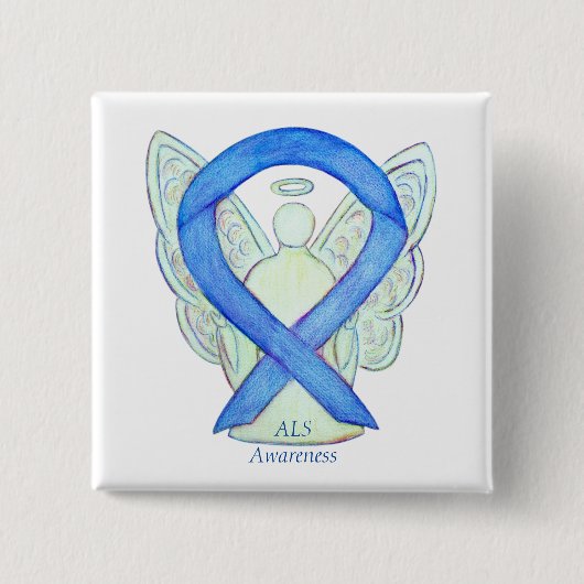 ALS Angel Awareness Ribbon Custom Art Button (Vorderseite)