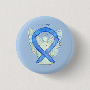 ALS Angel Awareness Ribbon Custom Art Button