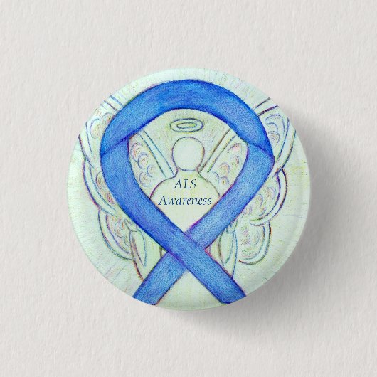 ALS Angel Awareness Ribbon Custom Art Button (Vorderseite)
