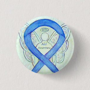 ALS Angel Awareness Ribbon Custom Art Button
