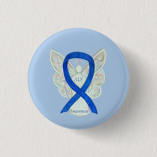 ALS Angel Awareness Ribbon Custom Art Button (Vorderseite)