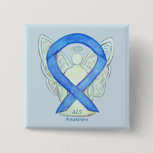 ALS Angel Awareness Ribbon Custom Art Button