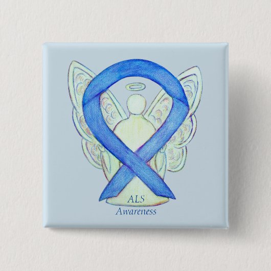 ALS Angel Awareness Ribbon Custom Art Button (Vorderseite)