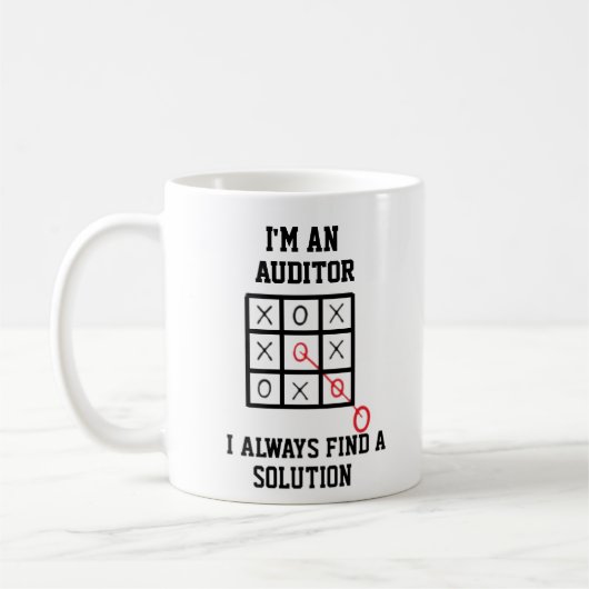 Als Auditor finde ich immer eine Lösung-Tasse Kaffeetasse (Links)