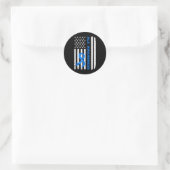 Als Awareness Blue Ribbon American Flag Runder Aufkleber (Tasche)