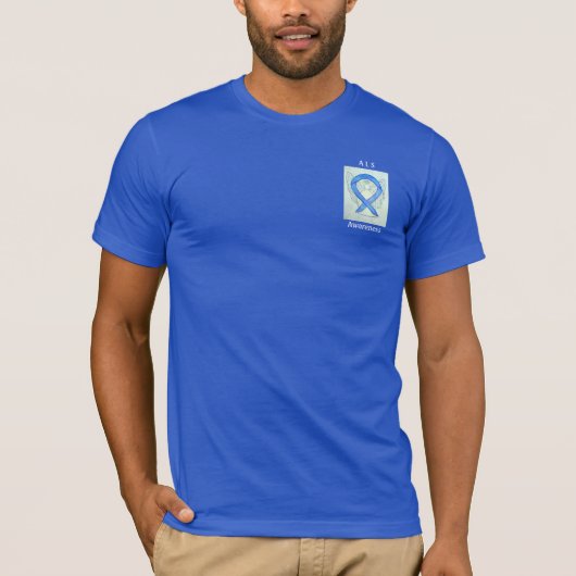 ALS Awareness Blue Ribbon Angel Custom T-Shirt (Vorderseite)