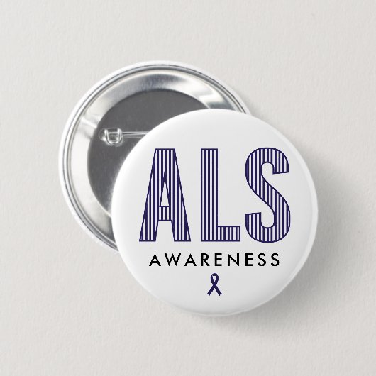 ALS Awareness Blue Ribbon Button (Vorne & Hinten)