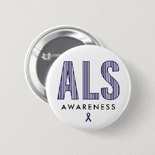 ALS Awareness Blue Ribbon Button