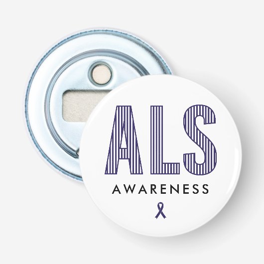 ALS Awareness Blue Ribbon Flaschenöffner (Vorderseite)