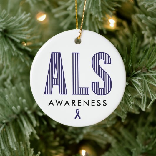 ALS Awareness Blue Ribbon Keramik Ornament (Baum)