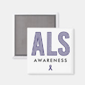 ALS Awareness Blue Ribbon Magnet (Vorderseite/Rückseite)