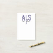 ALS Awareness Blue Ribbon Post-it Klebezettel (Auf Schreibtisch)
