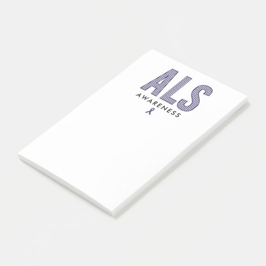 ALS Awareness Blue Ribbon Post-it Klebezettel (angewinkelt)