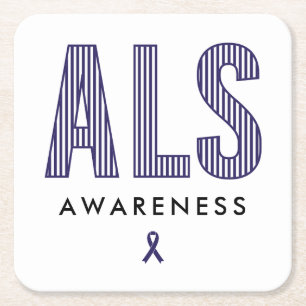 ALS Awareness Blue Ribbon Rechteckiger Pappuntersetzer