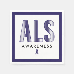 ALS Awareness Blue Ribbon Serviette