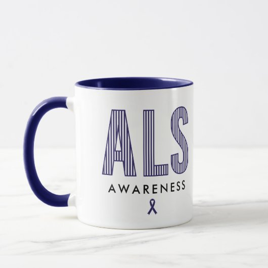 ALS Awareness Blue Ribbon Tasse (Links)