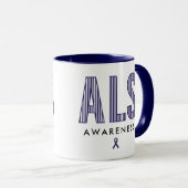 ALS Awareness Blue Ribbon Tasse (VorderseiteRechts)