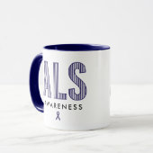 ALS Awareness Blue Ribbon Tasse (Vorderseite Links)