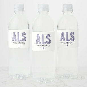 ALS Awareness Blue Ribbon Wasserflaschenetikett