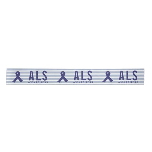 ALS Awareness Blue Stripes Satinband (Vorderseite)