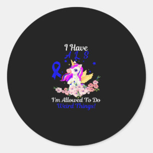 ALS Awareness Funny Unicorn Support Quote Familie Runder Aufkleber