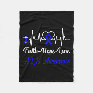 Als Awareness Heartbeat Christlich Cross Faith Blu Fleecedecke