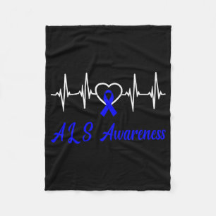 Als Awareness Heartbeat Liebe Blue Ribbon Unterstü Fleecedecke