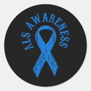 Als Awareness Montag Blue Ribbon Shirt Family T-Sh Runder Aufkleber