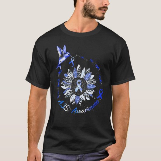 Als Awareness Montag Leopard Sonnenblume Hummingbi T-Shirt (Vorderseite)