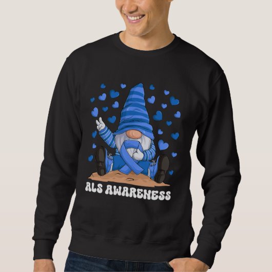 ALS Awareness Month Blue Ribbon Gnome Sweatshirt (Vorderseite)