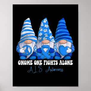 Als Awareness Month Blue Ribbon Gnomos Unterstützu Poster