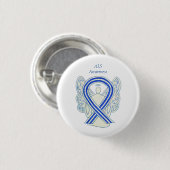 ALS Awareness Ribbon Angel Art Button Buttone (Vorne & Hinten)