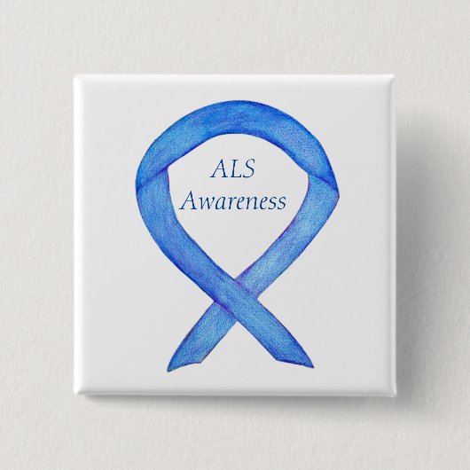 ALS Awareness Ribbon Custom Art Button (Vorderseite)