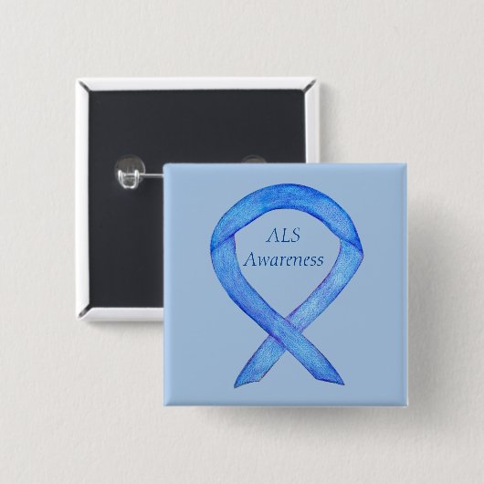 ALS Awareness Ribbon Custom Art Button (Vorne & Hinten)