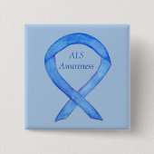 ALS Awareness Ribbon Custom Art Button (Vorderseite)