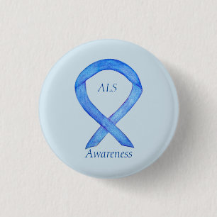 ALS Awareness Ribbon Custom Art Button