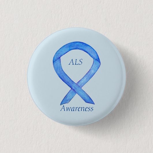ALS Awareness Ribbon Custom Art Button (Vorderseite)
