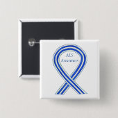ALS Awareness Ribbon Custom Art Button Buttone (Vorne & Hinten)