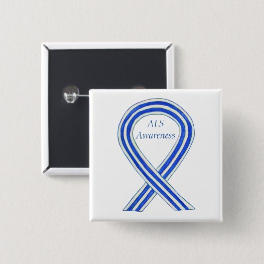 ALS Awareness Ribbon Custom Art Button Buttone (Vorne & Hinten)