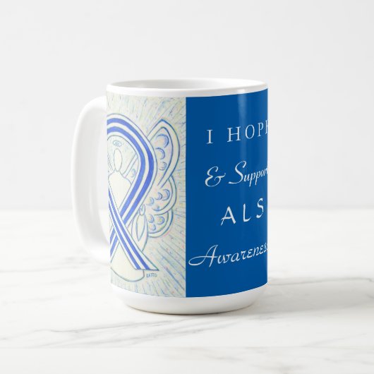 ALS Awareness Ribbon Engel Custom Tasse (Vorderseite Links)