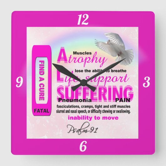 ALS Awareness Square Wall Clock Quadratische Wanduhr (Vorderseite)